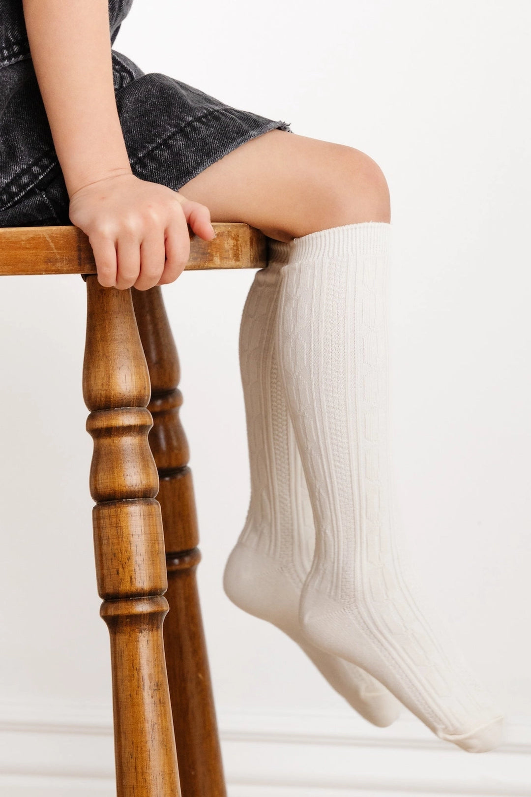 Ivory Cable Knit Knee High Socks