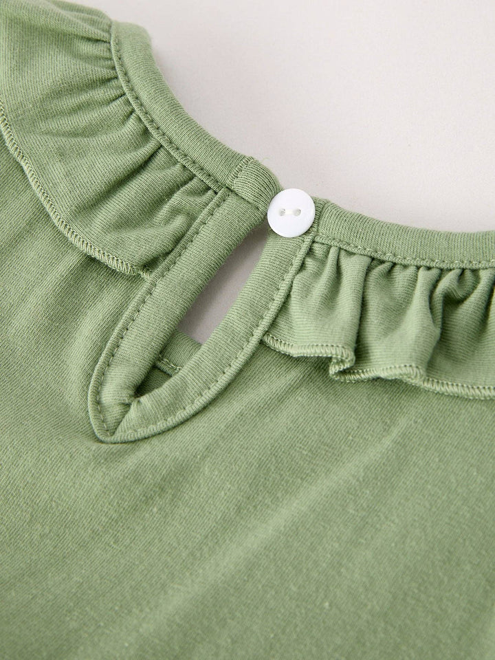 Rylee Faith Designs - Fall Thanksgiving Chicken Smock Embroidered Green  Baby Girl Dress: 2