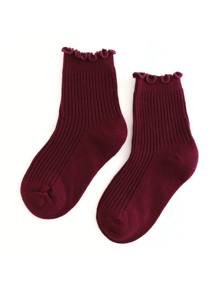 Ribbed Lettuce Trim Midi Socks Pre-Order- ETA end of August