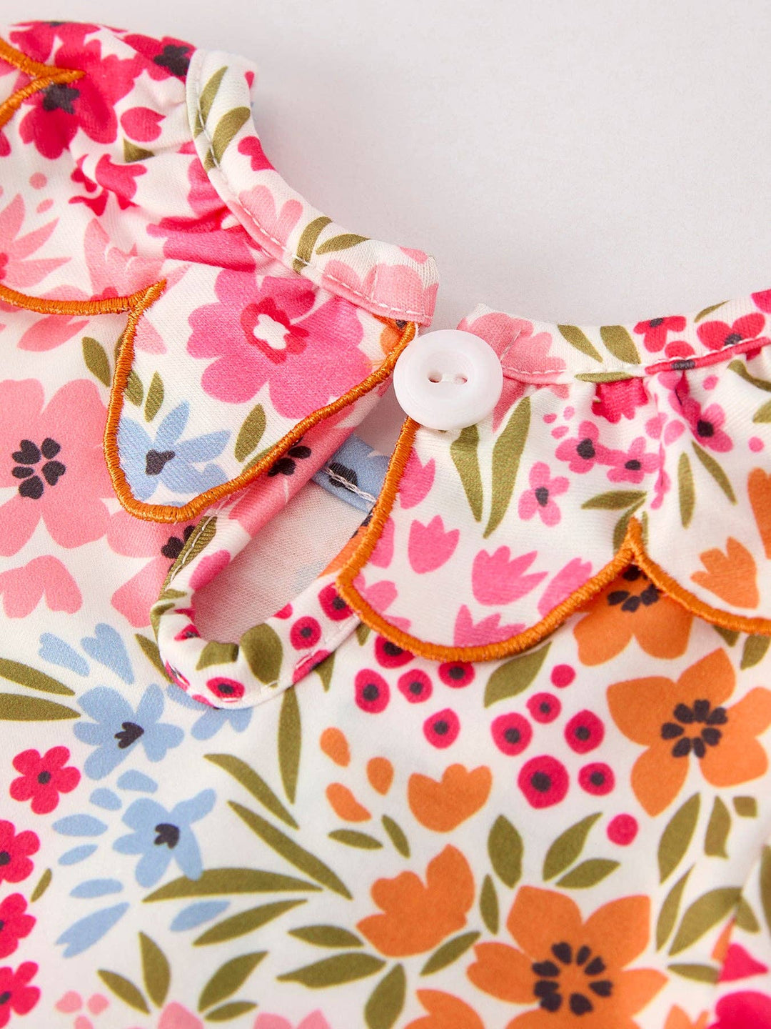 Pumpkin Bow Smocked Embroidered Floral Romper