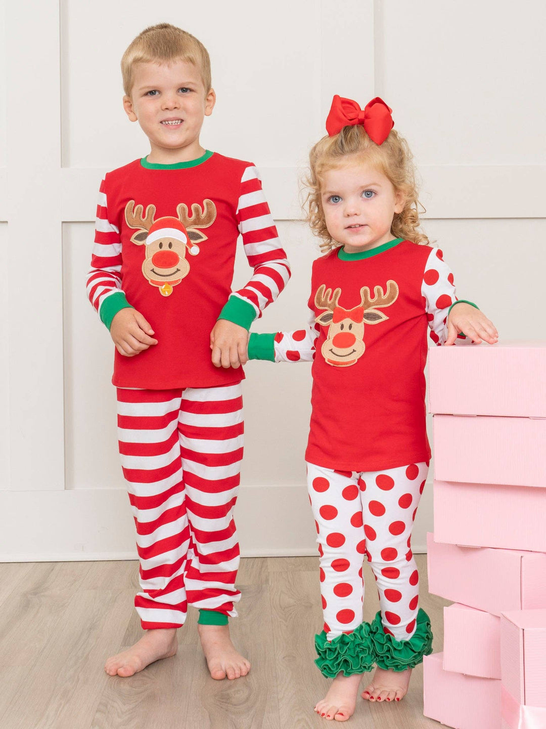 Marie Nicole Clothing - Christmas Reindeer Pajamas - For Boys & Girls: 3/6MOS / Girl