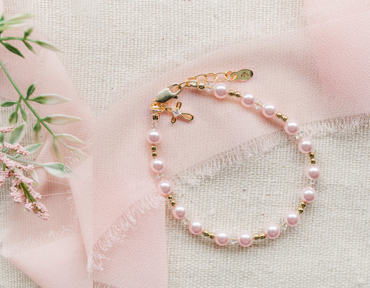 Cherished Moments-14K Gold-Plated Plated Pink Pearl Bracelet