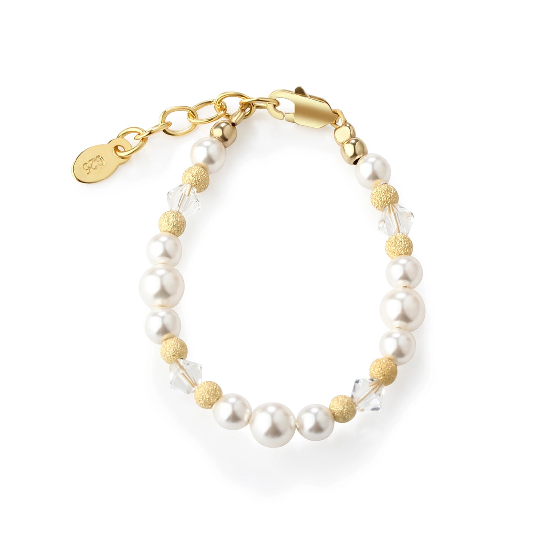 14K Gold-Plated Pearl Baby Bracelet For Kids Gold Jewelry