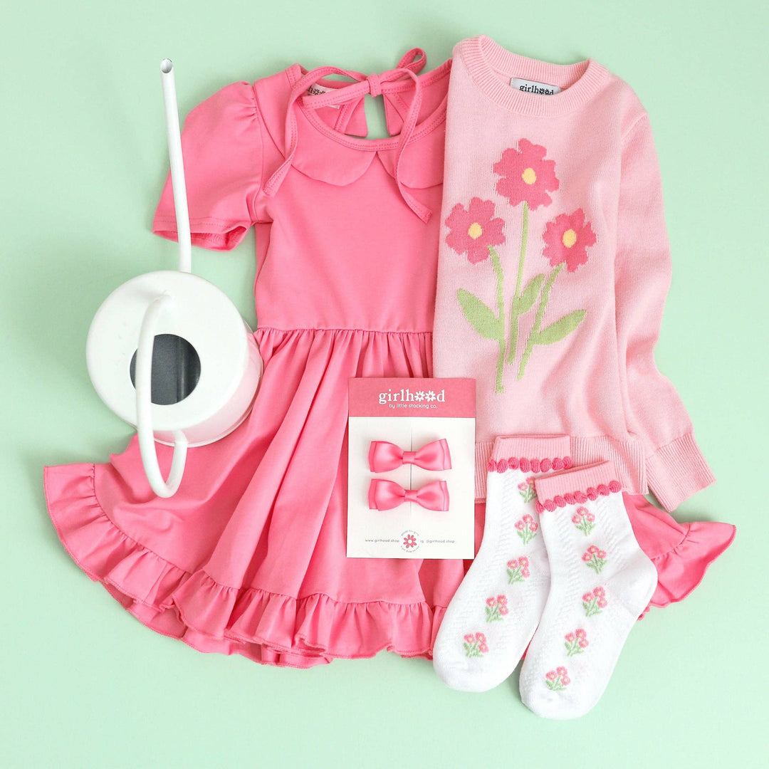 Pink Posey Midi Socks