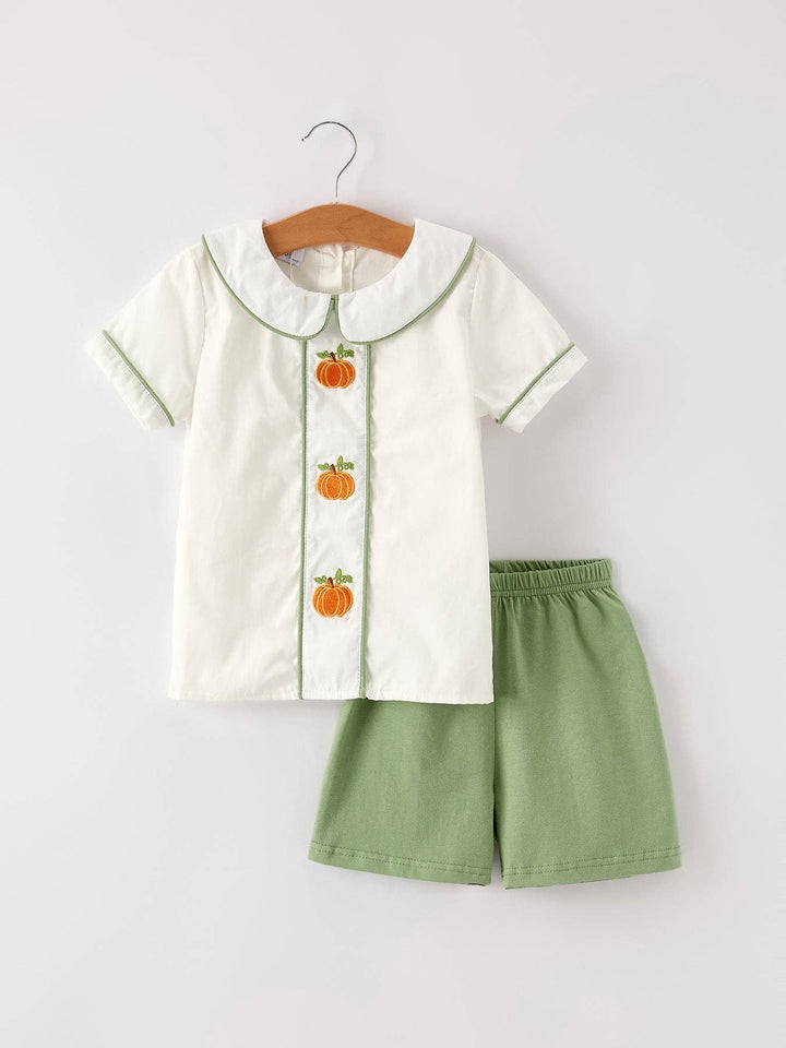 Rylee Faith Designs - Thanksgiving & Halloween Pumpkin Applique Boy's Set: 3