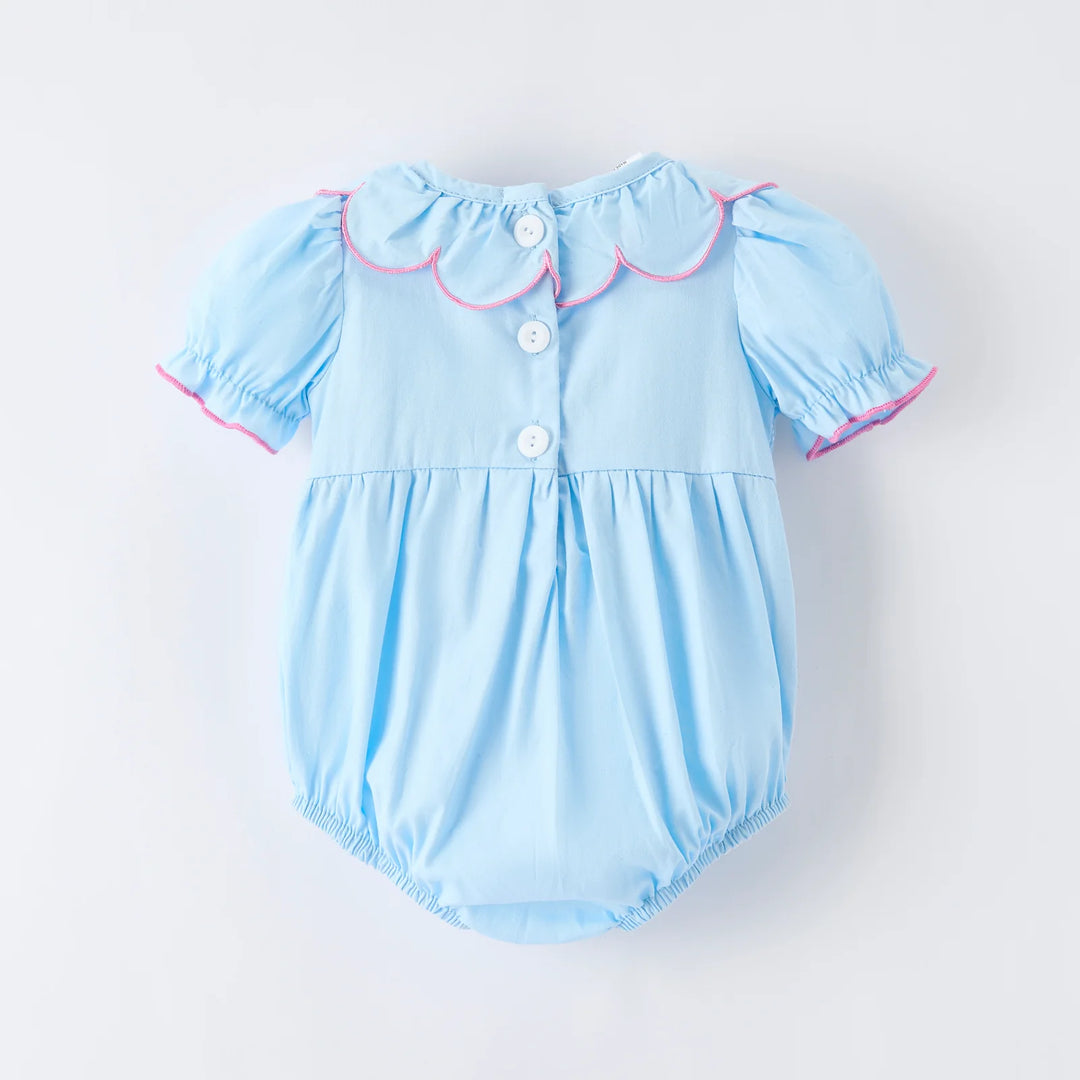 SPRING PINK BOWS MACHINE SMOCKED BUBBLE