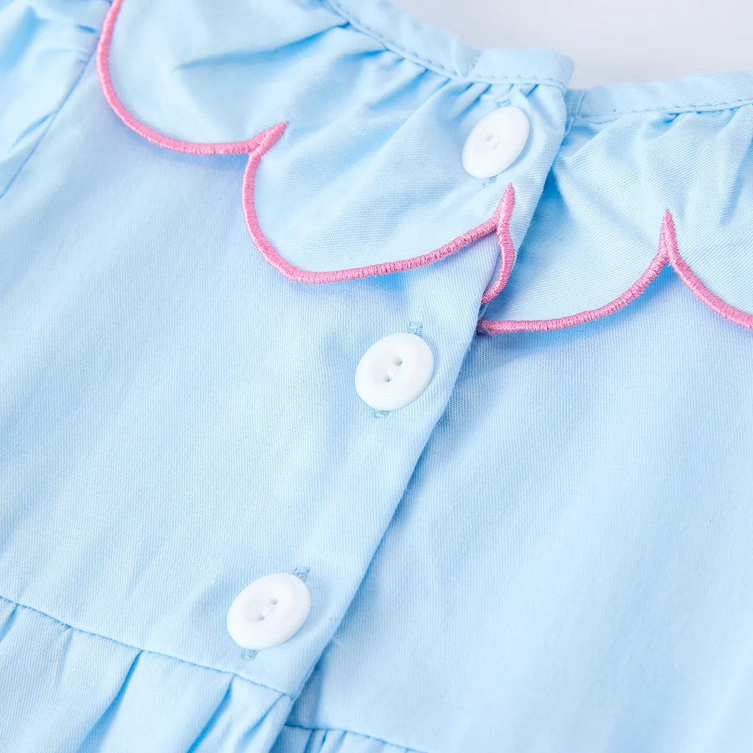 SPRING PINK BOWS MACHINE SMOCKED BUBBLE