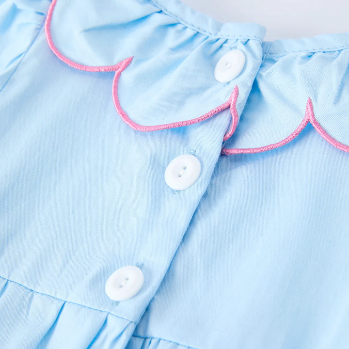 SPRING PINK BOWS MACHINE SMOCKED BUBBLE