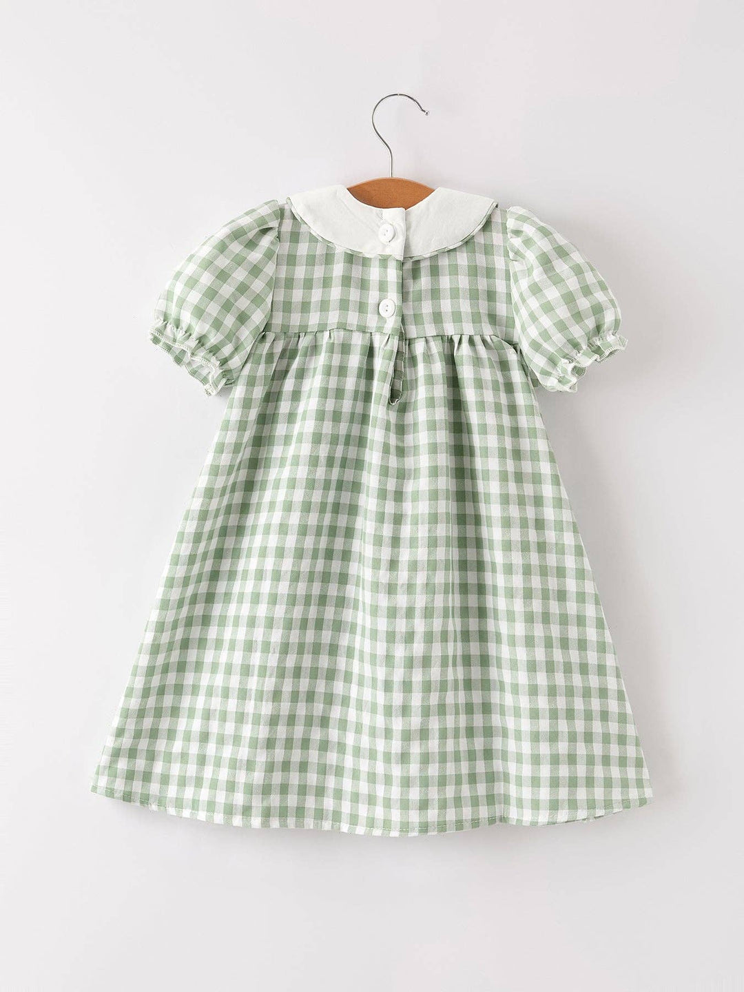 Rylee Faith Designs - Fall Halloween & Thanksgiving Pumpkin Applique Plaid Green Girls Dress: 2