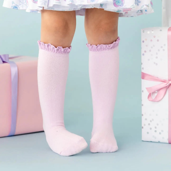Lilac Lace Top Knee High Socks