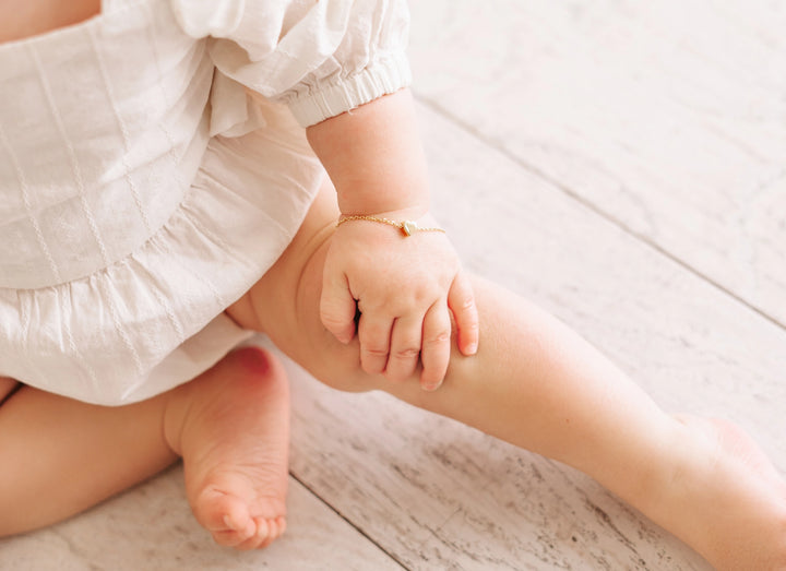 14k Gold-Plated Dainty Heart Chain Baby Girl Bracelet- Cherished Moments