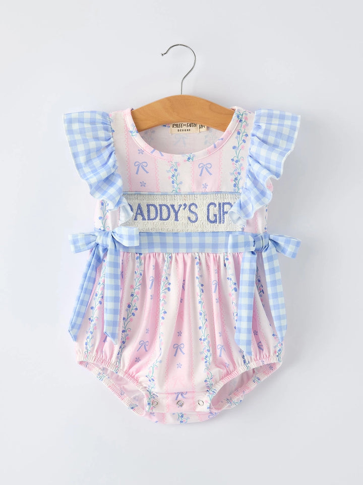“Daddy's Girl” Smocked Plaid Baby Girls Romper