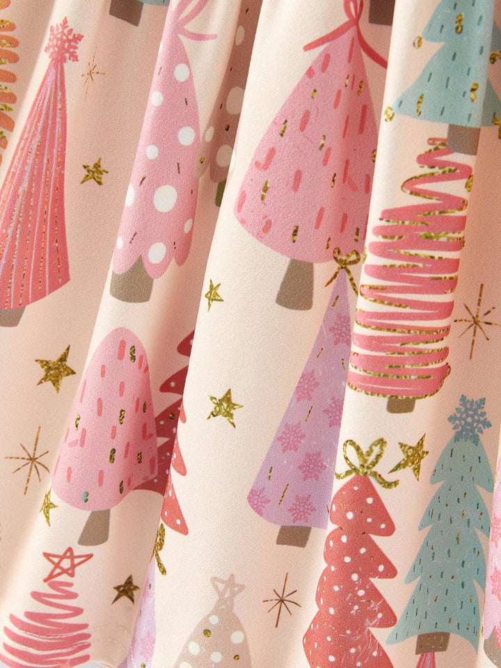 Rylee Faith Designs - Christmas Tree Print Girls Dress: 4