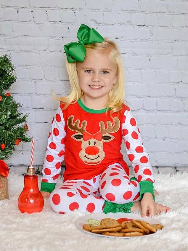Marie Nicole Clothing - Christmas Reindeer Pajamas - For Boys & Girls: 3/6MOS / Girl