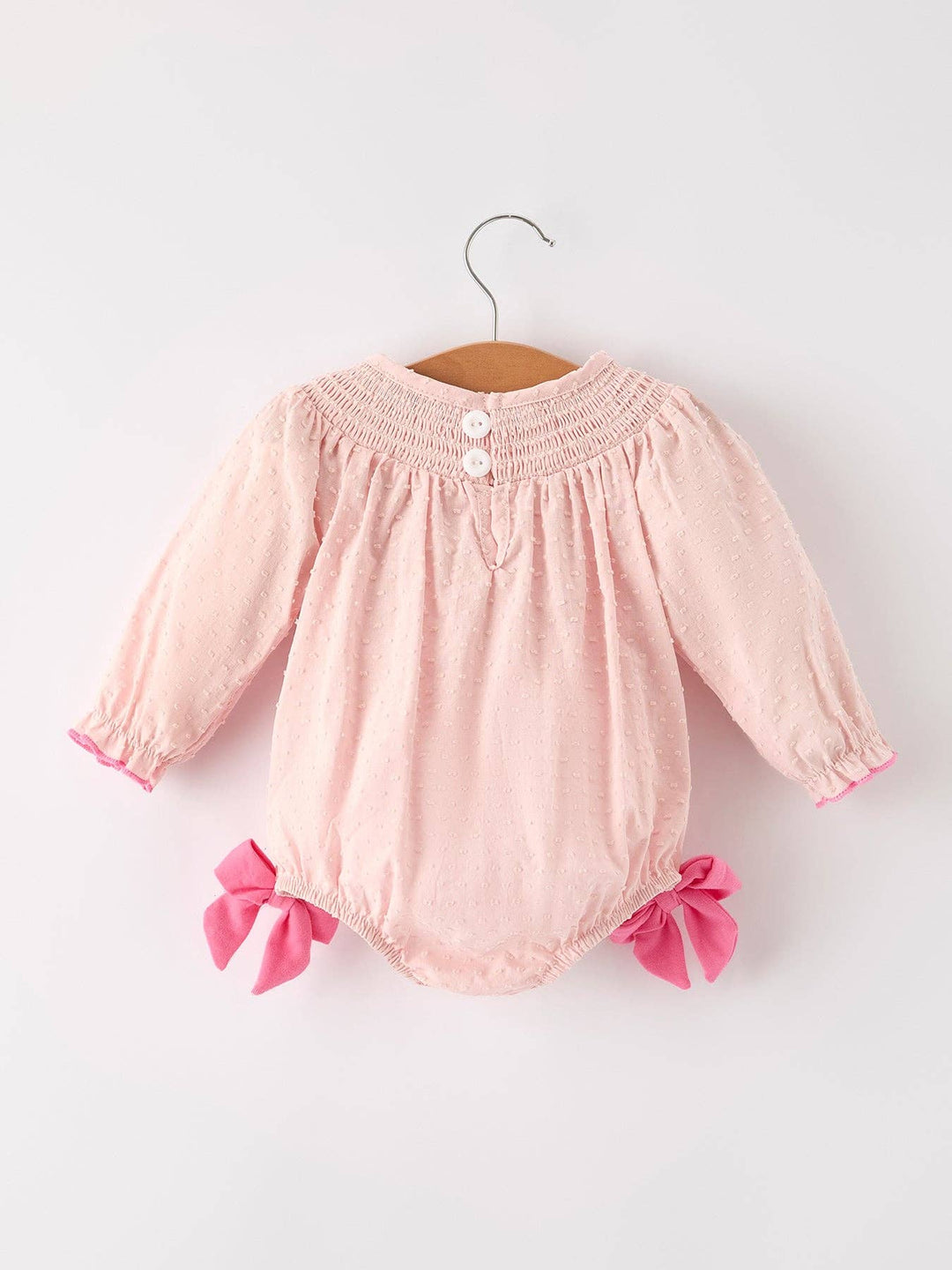 Rylee Faith Designs - Autumn Halloween Light Pink Ghost Embroidery Smock Floral Girls Romper: 12M