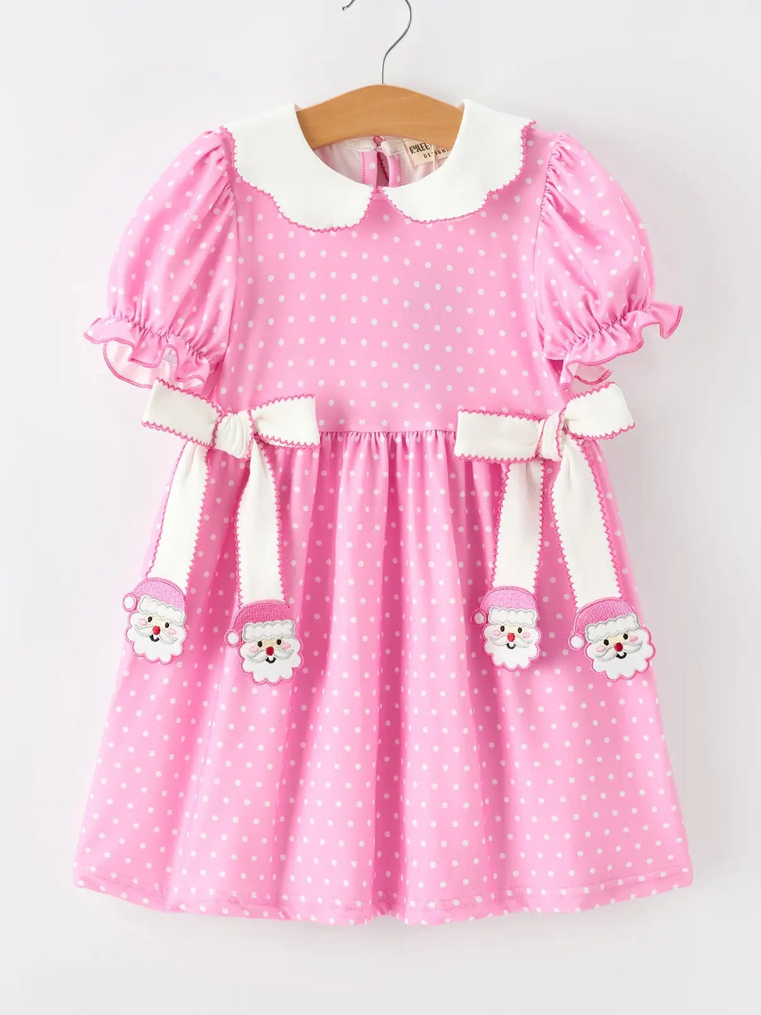 Christmas Girls Santa Bow Peter Pan Collar Dress- ETA November
