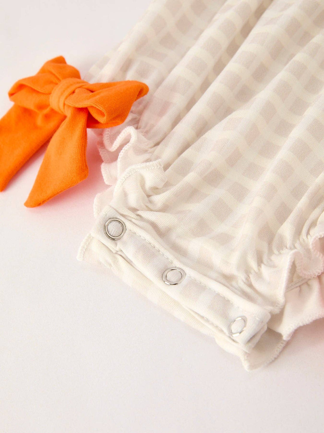 Rylee Faith Designs - Fall Thanksgiving Apricot Plaid Turkey Embroidery Smocking Baby Girls Romper: 18M