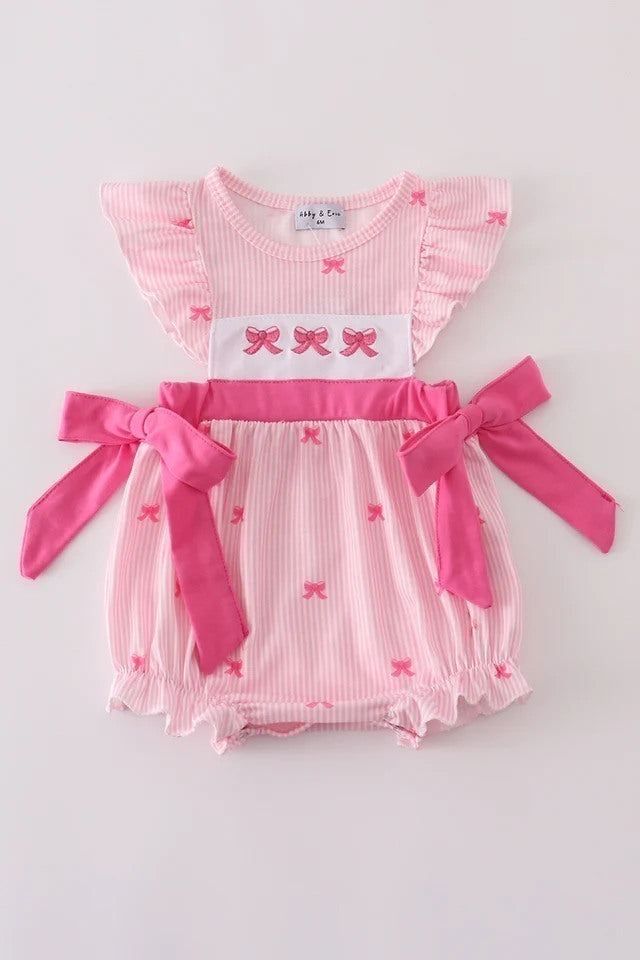 Pink Bows Embroidered Bubble