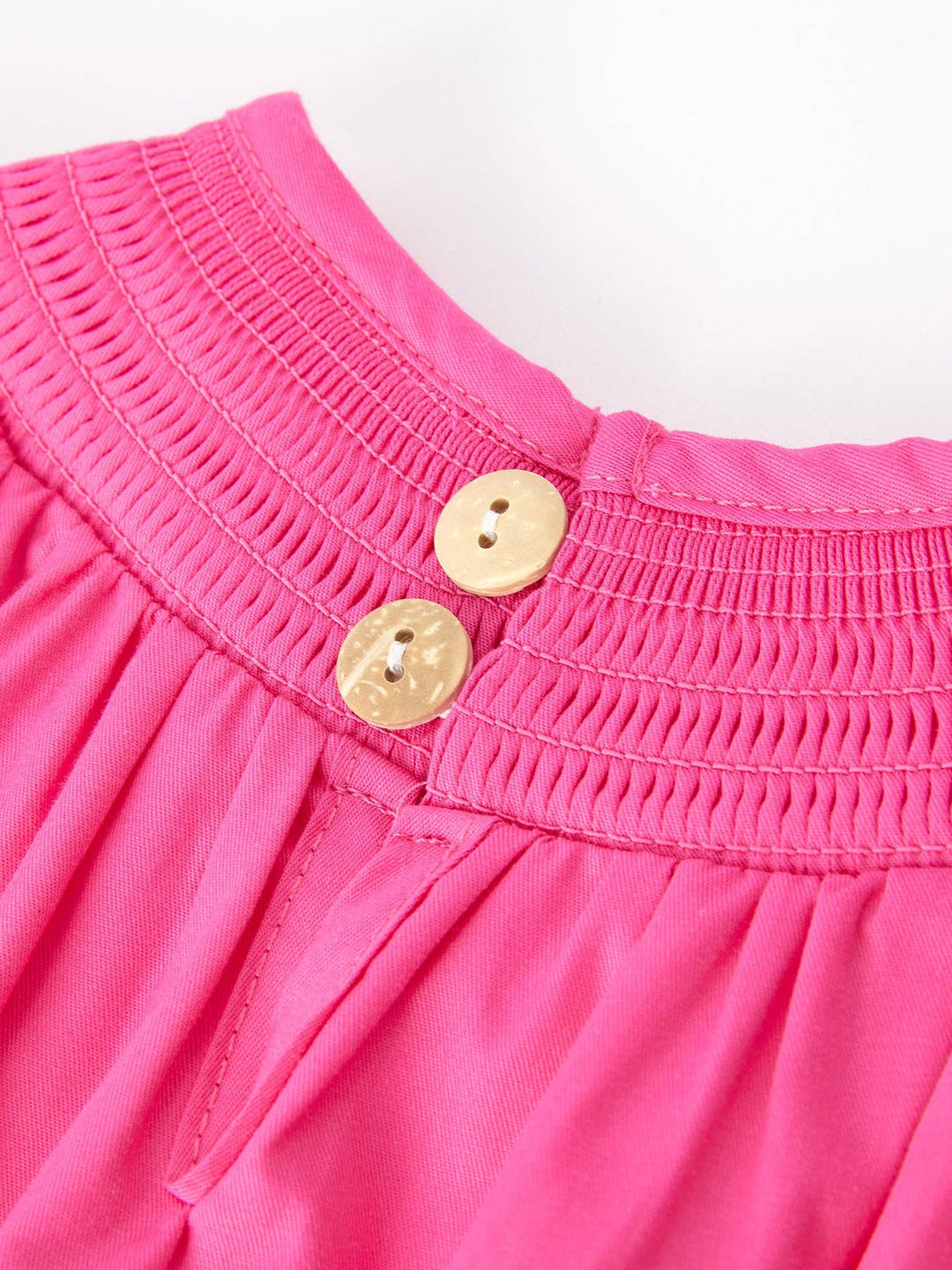 Bow Smocking Embroidered Hot Pink Romper