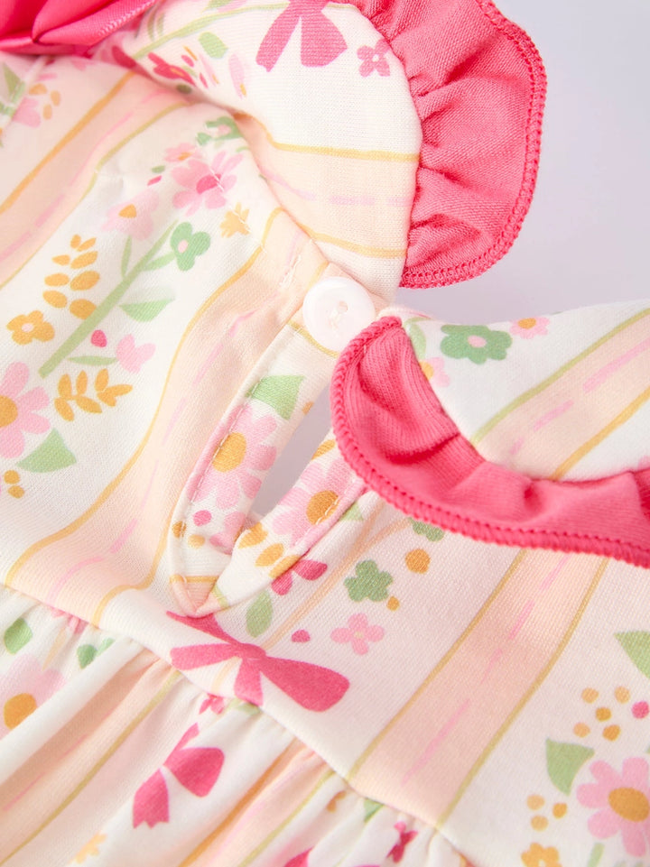 Spring Floral Bow Ruffle Bloomer Set