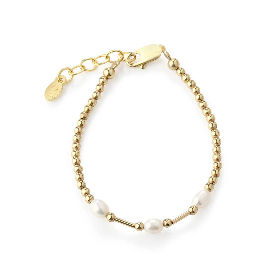 14K GOLD PLATED PEARLS BRACELET
