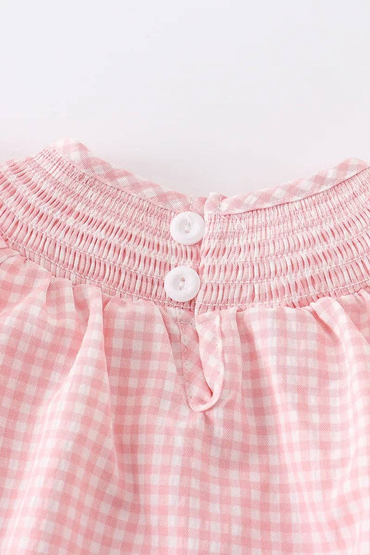 Strawberry Plaid Smocked Romper
