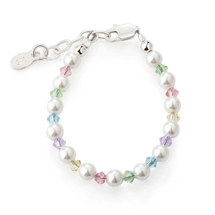 Cherished Moments-Sterling Silver Multi Crystal Pearl Bracelet