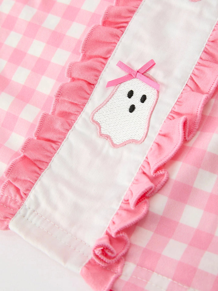 Halloween Ghost Embroidered Girls Dress Peter Pan Collar- ETA SEPT.