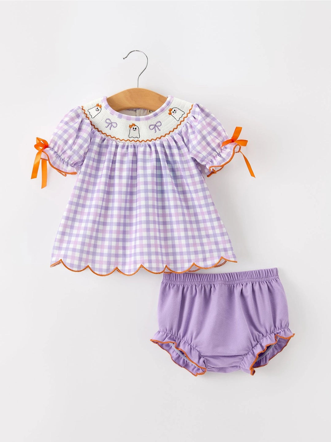 Ghost Plaid Bow Girls Bloomer Set- ETA JULY