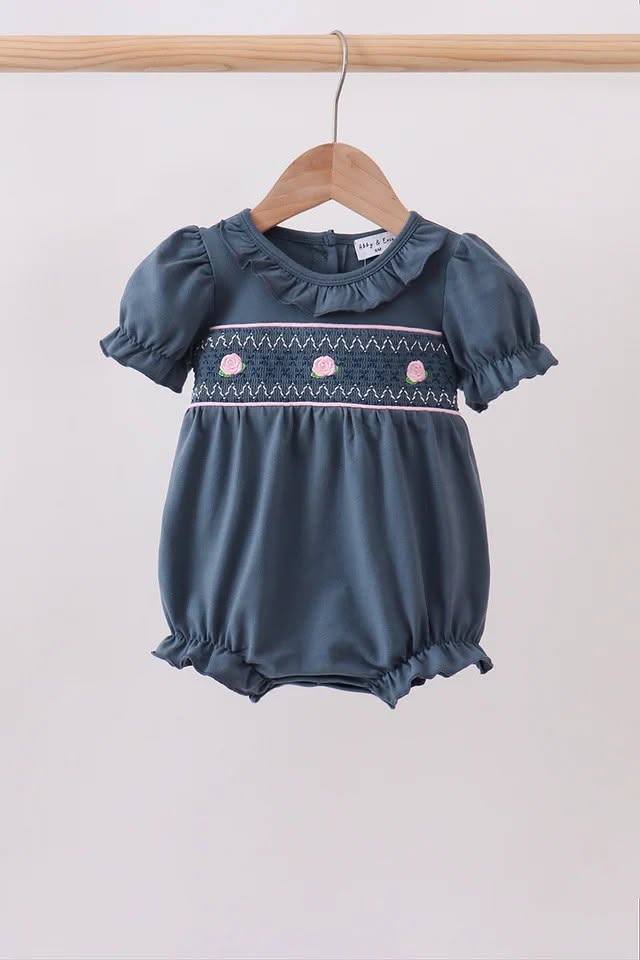 Garden Rose Smocked Ruffle Bubble