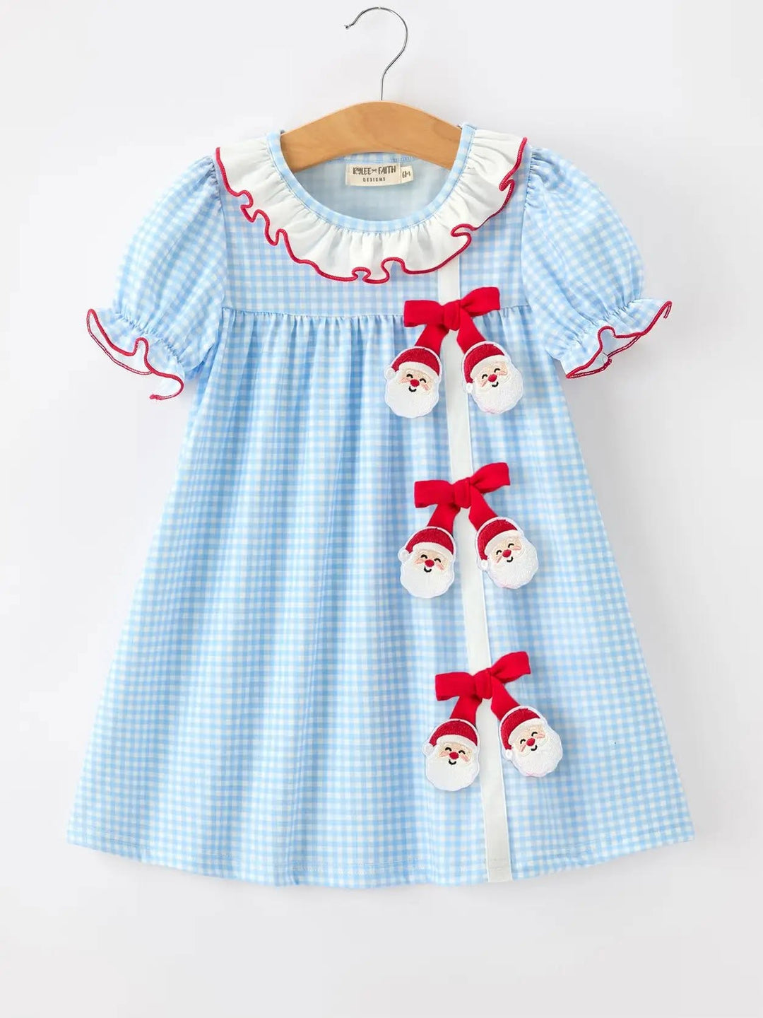 Christmas Santa Bow Plaid Girls Dress- ETA November