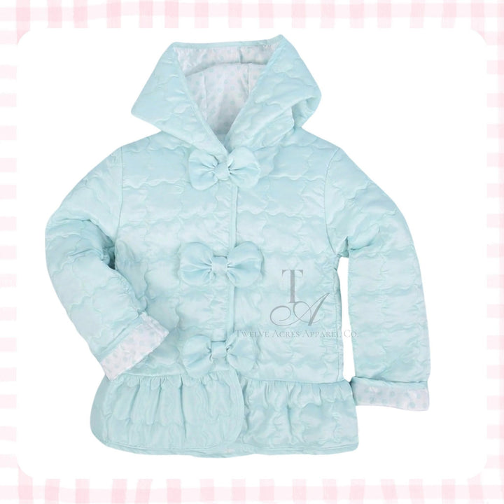 Girls Quilted Mint Bows Winter Coat- ETA Jan