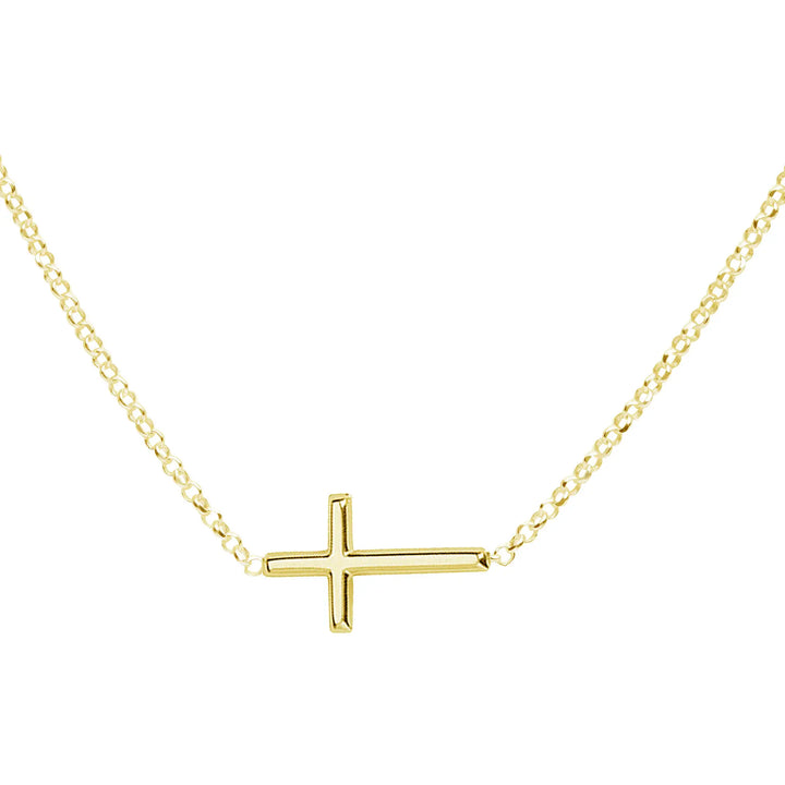 Cherished Moments-14K Gold-Plated Girls Horizontal Cross Necklace