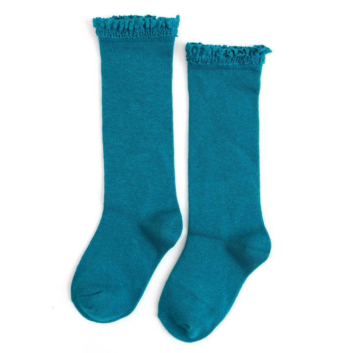 Lace Teal Top Knee Highs Socks