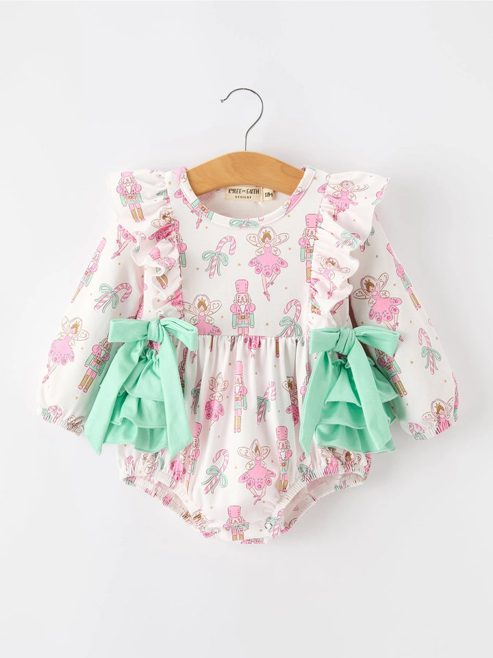 Nutcracker Fairy Bow Baby Girl Bubble Romper- ETA November