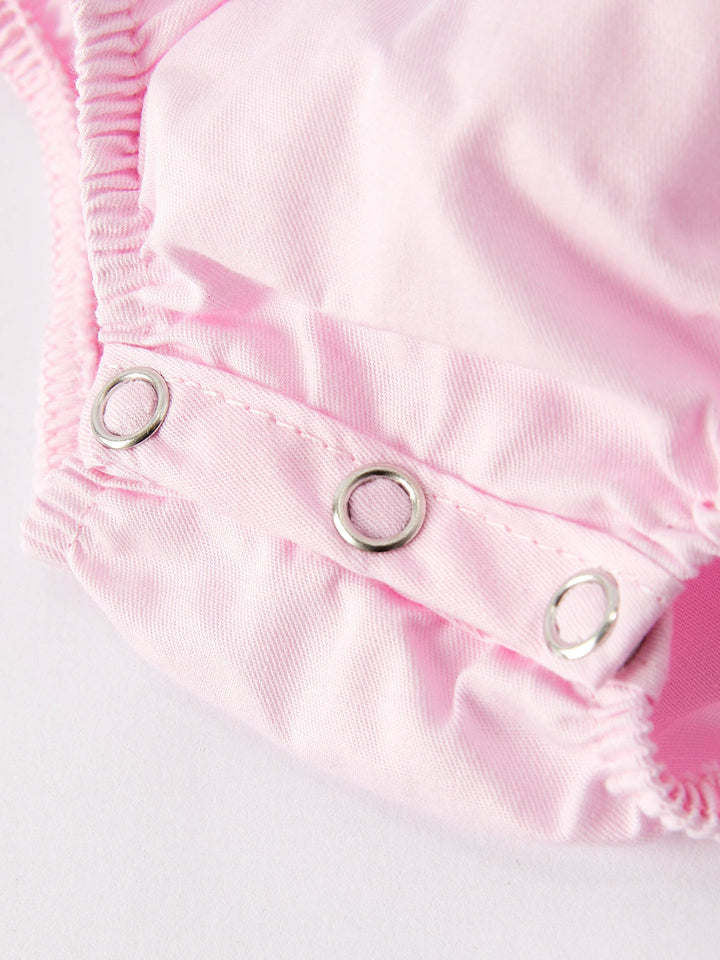White Bow Smocked Embroidered Pink Romper