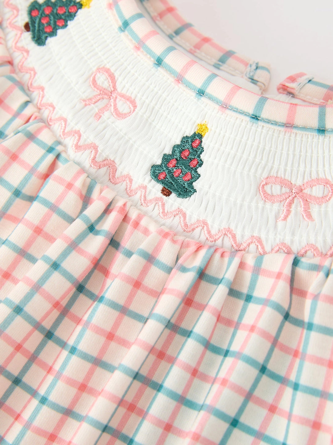 Girls Christmas Plaid Smocked Bloomers Set with Tree Embroidery- ETA SEPT.