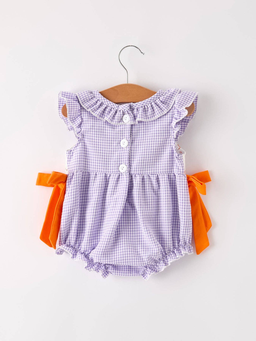 Rylee Faith Designs - Fall Halloween Purple Balloon Pumpkin Cat Smock Embroidery Baby Girl Romper: 3M