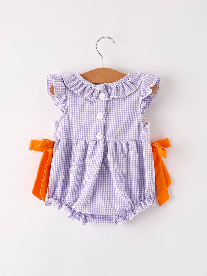 Rylee Faith Designs - Fall Halloween Purple Balloon Pumpkin Cat Smock Embroidery Baby Girl Romper: 3M