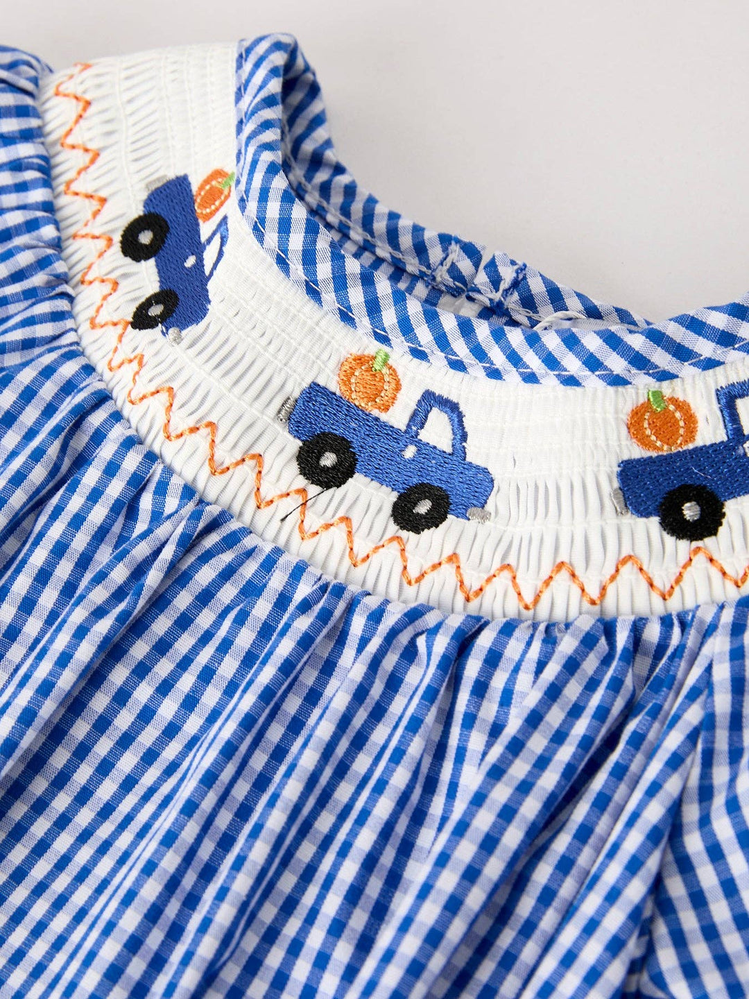 Rylee Faith Designs - Fall Thanksgiving & Halloween Truck Smock Embroidery Baby Girl Romper: 3M