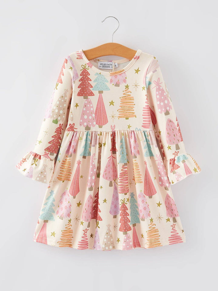 Rylee Faith Designs - Christmas Tree Print Girls Dress: 5