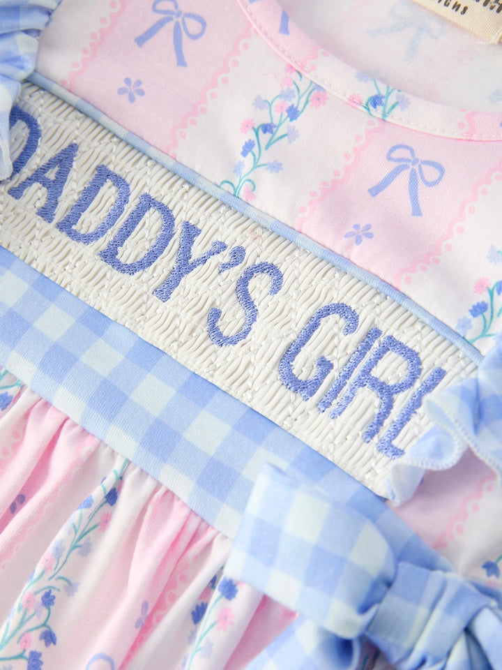 “Daddy's Girl” Smocked Plaid Baby Girls Romper