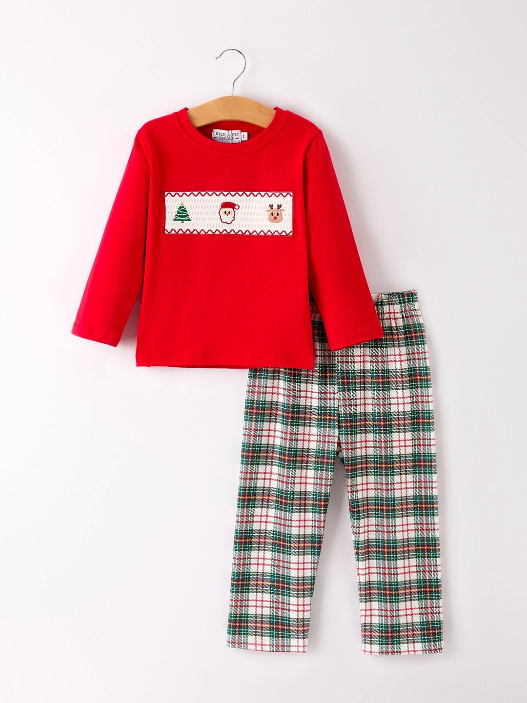 Christmas Plaid Smocking Embroidered Boys Set- ETA SEPT.