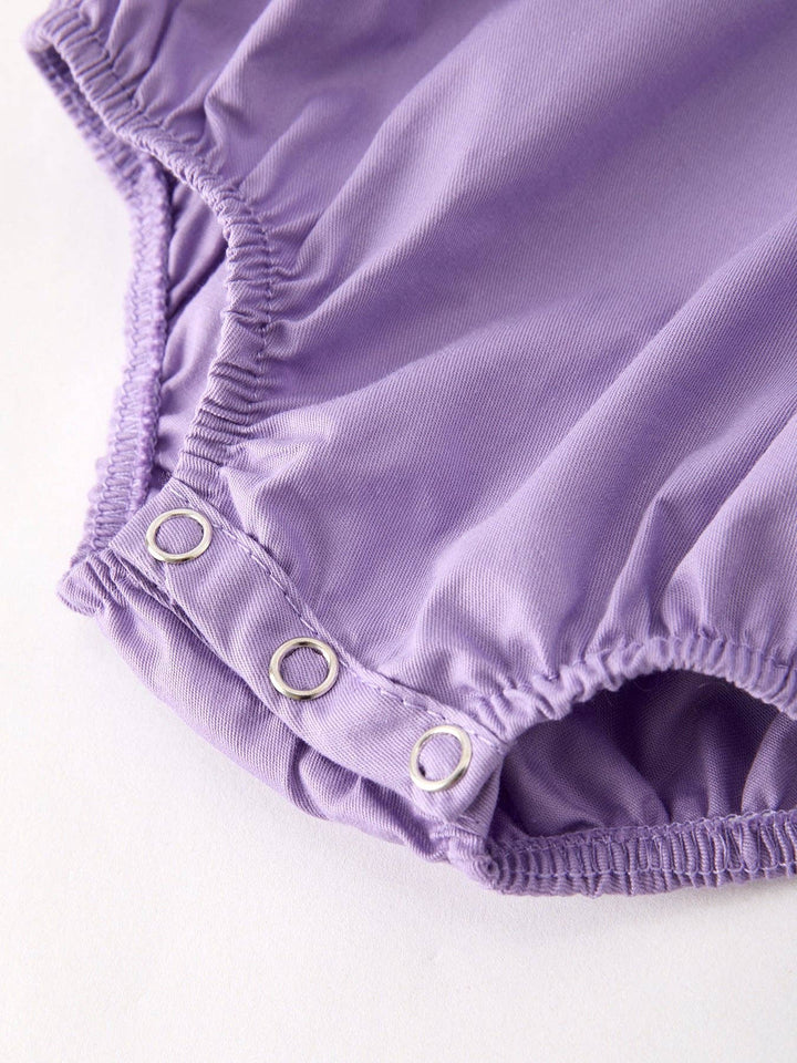 Purple Batty Ghost Smocked Embroidered Romper