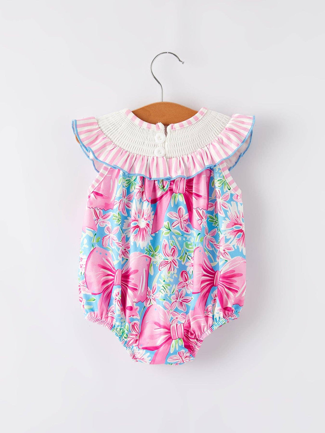 “I ❤ DAD”Embroidered Smocked Baby Girls Romper