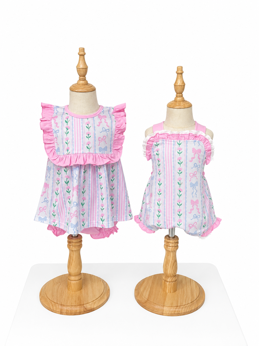 Grandmillennial Floral Scallop Bows Bloomer set or Sunsuit