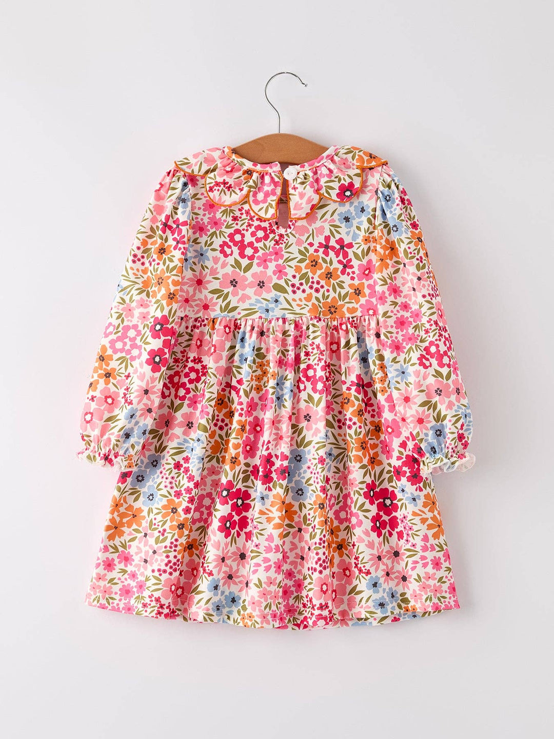 Rylee Faith Designs - Halloween Pumpkin Bow Smock Embroidered Floral Dress: 5