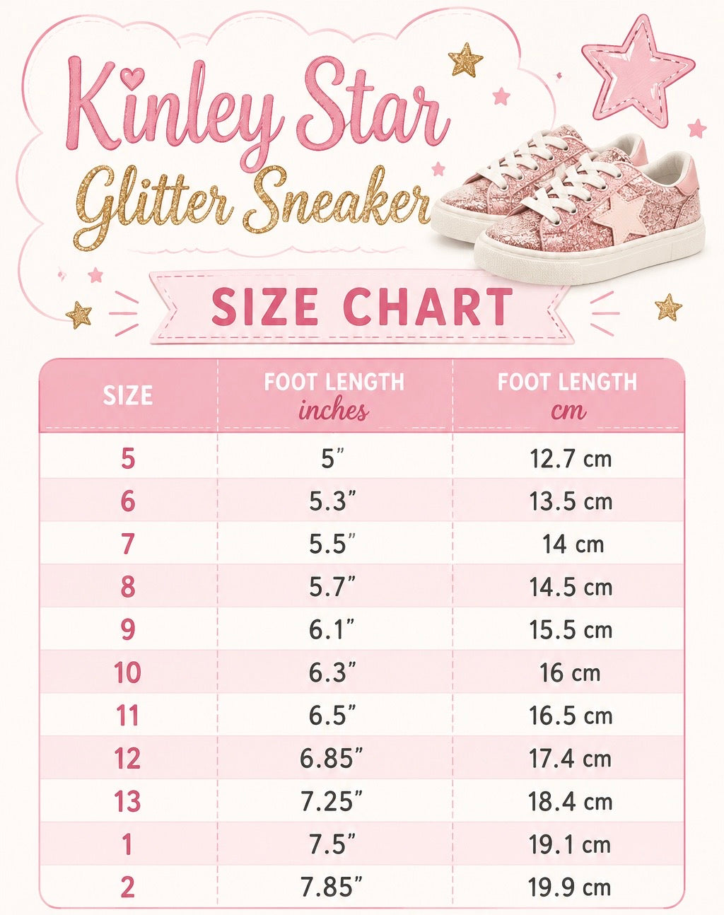 Kinley Star Glitter Sneaker- ETA Mid August
