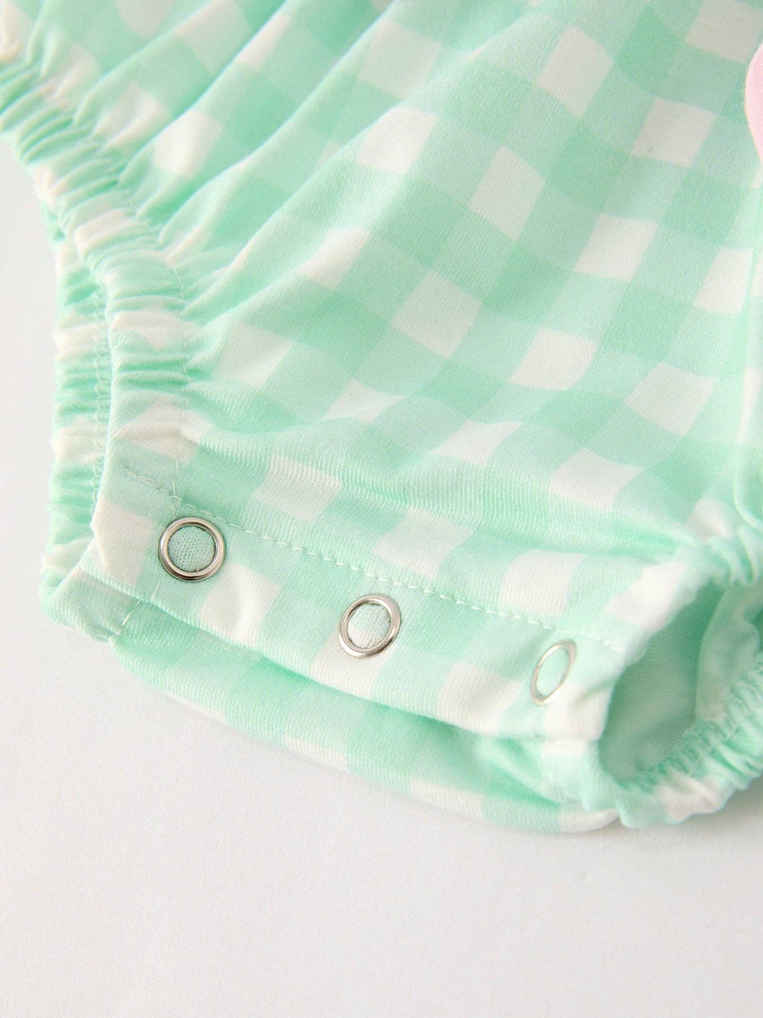 Rylee Faith Designs - Fall Thanksgiving Green Chicken Smock Embroidered Plaid Baby Girls Romper: 12M