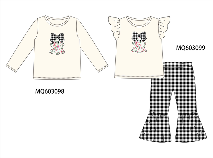 PO84 Beige halloween ghost bow embroidery collection- ETA Sept